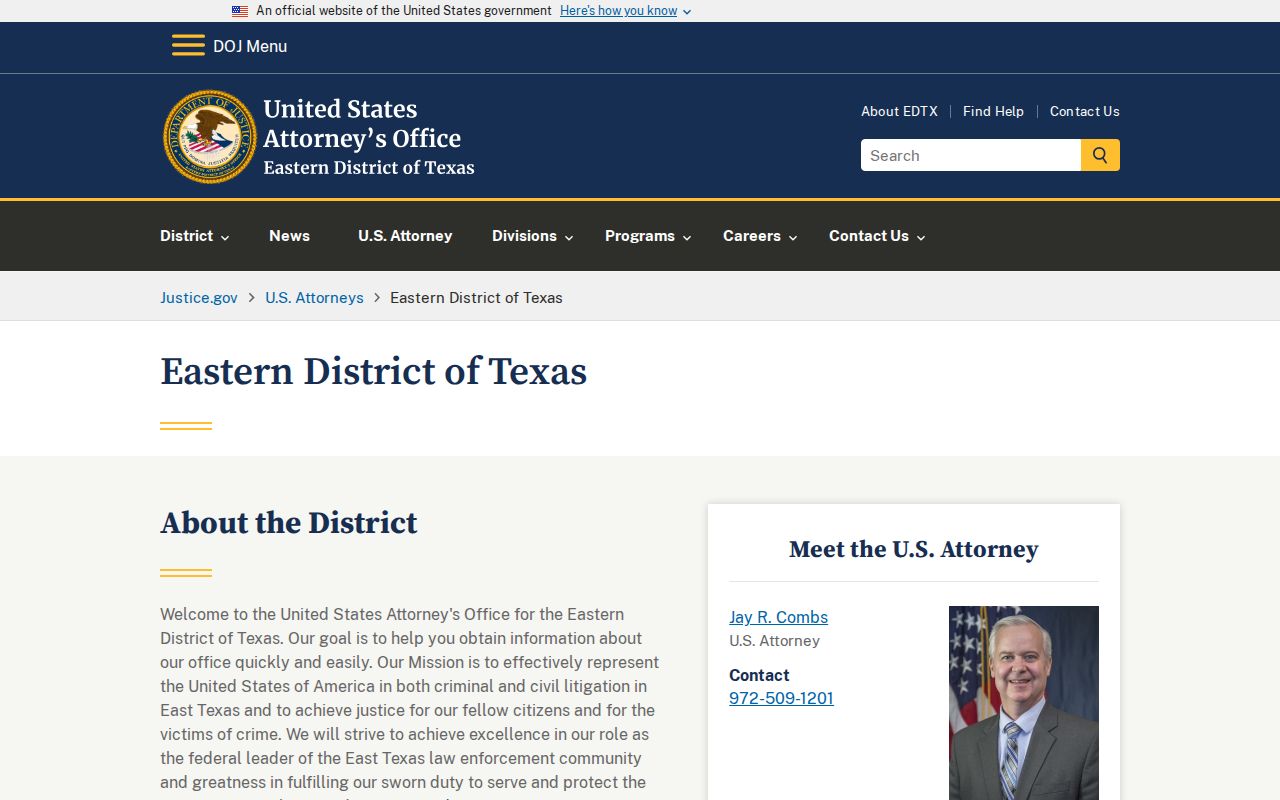 Detroit criminal records federal prosecution boundary in Eastern District of Texas